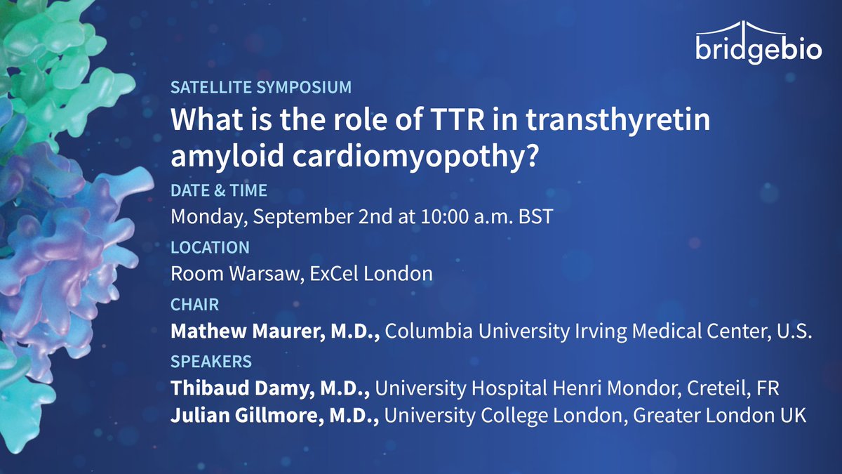 We're hosting a satellite symposium onsite at @ESCardio with top cardiologists in the space to discuss the important role of transthyretin in ATTR-CM. Learn more about the program: bit.ly/3yslD6p