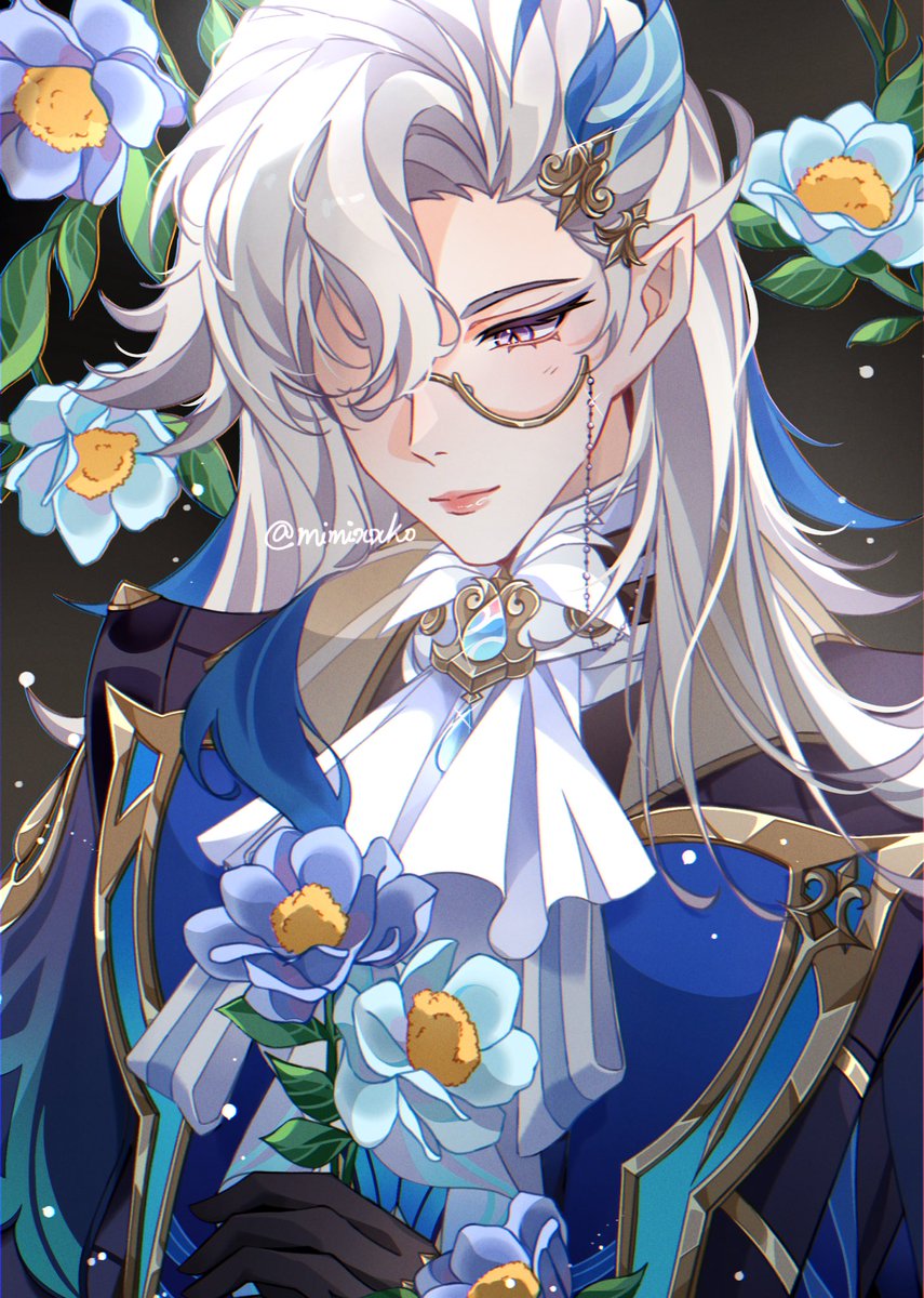 mimixxko's tweet photo. I got to draw the gorgeous Neuvi for @NeuvilletteZine 🥰🥰 it’s part of their share goal so help boost it up✨ #原神 #genshin #HoYocreators #neuvillette #Genshinfanart https://t.co/F6i9kMA3ps