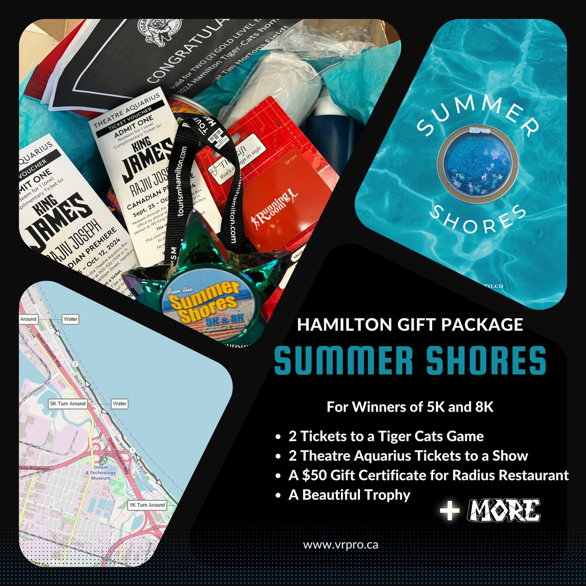 Hamilton Gift Package for 5K &amp; 8K winners! 🎉

🏈 2 Tickets to a Tiger Cats Game
🎭 2 Theatre Aquarius Tickets
🍽️ $50 Gift Certificate for Radius Restaurant
🌟 A Beautiful Trophy
...and more surprises!

raceroster.com/events/2024/84…

#SummerShores #5K #8K #RunAndWin #VRPRO #hamont