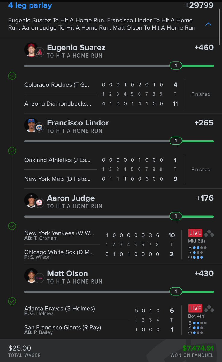 pickemnick's tweet photo. To hit a 4 leg home run parlay https://t.co/KlT260HAYu