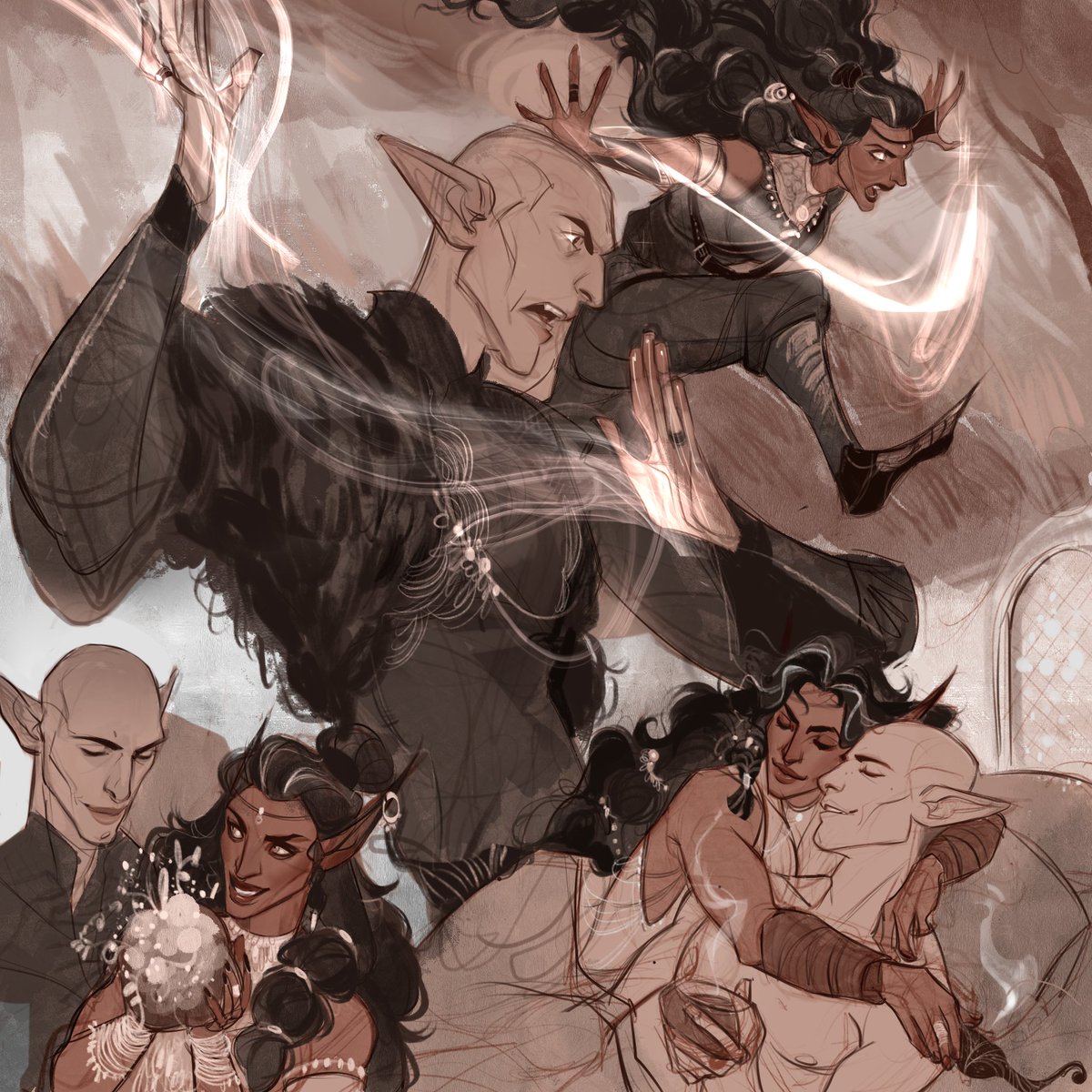 Mogwaei's tweet image. Reminder that I also have an ongoing 1 million+ word Dragon Age fic!

It's called Ouroboros and it is a Solas romance.
🌙DAI / DA4 AU time travel w consequences 
📚Lore + Worldbuilding
🐺Many plots &amp;amp; ancient elves
✨Lots of Fade
🔗below!