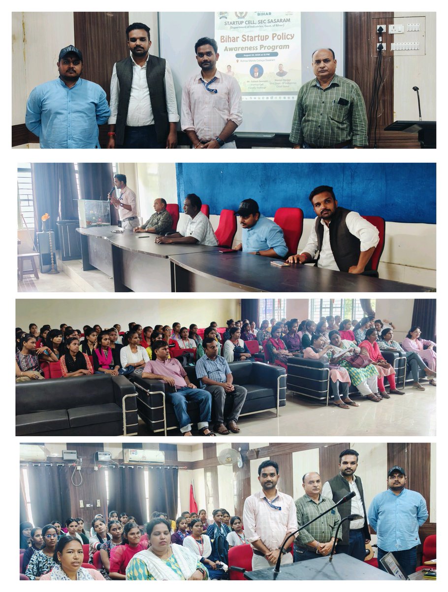 KUMARGA04030216's tweet photo. Bihar Startup Policy Awareness Programme 
Organized by Udyog Vibhag, Bihar Sarkar and Rohtas Mahila College, Sasaram 🌿
Date: 23.08.2024
@IndustryBihar @BiharTakChannel @mishranitish @GovernorBihar @NitishKumar @narendramodi @ugc_india https://t.co/KX3R1BmxRz