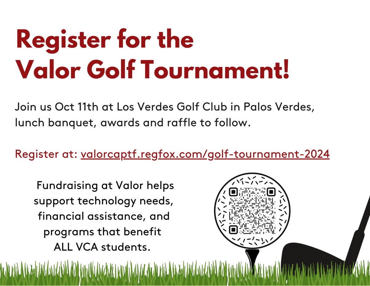 Valor_Christian's tweet photo. Join us on  October 11th for a round of golf as we raise funds for our Campus  Enhancement Initiative! Grab your friends, your golf clubs and join us  on the Los Verdes Golf Course! ⛳️

For more information visit: https://t.co/x1olSo8iut https://t.co/xVQsw6OFP4