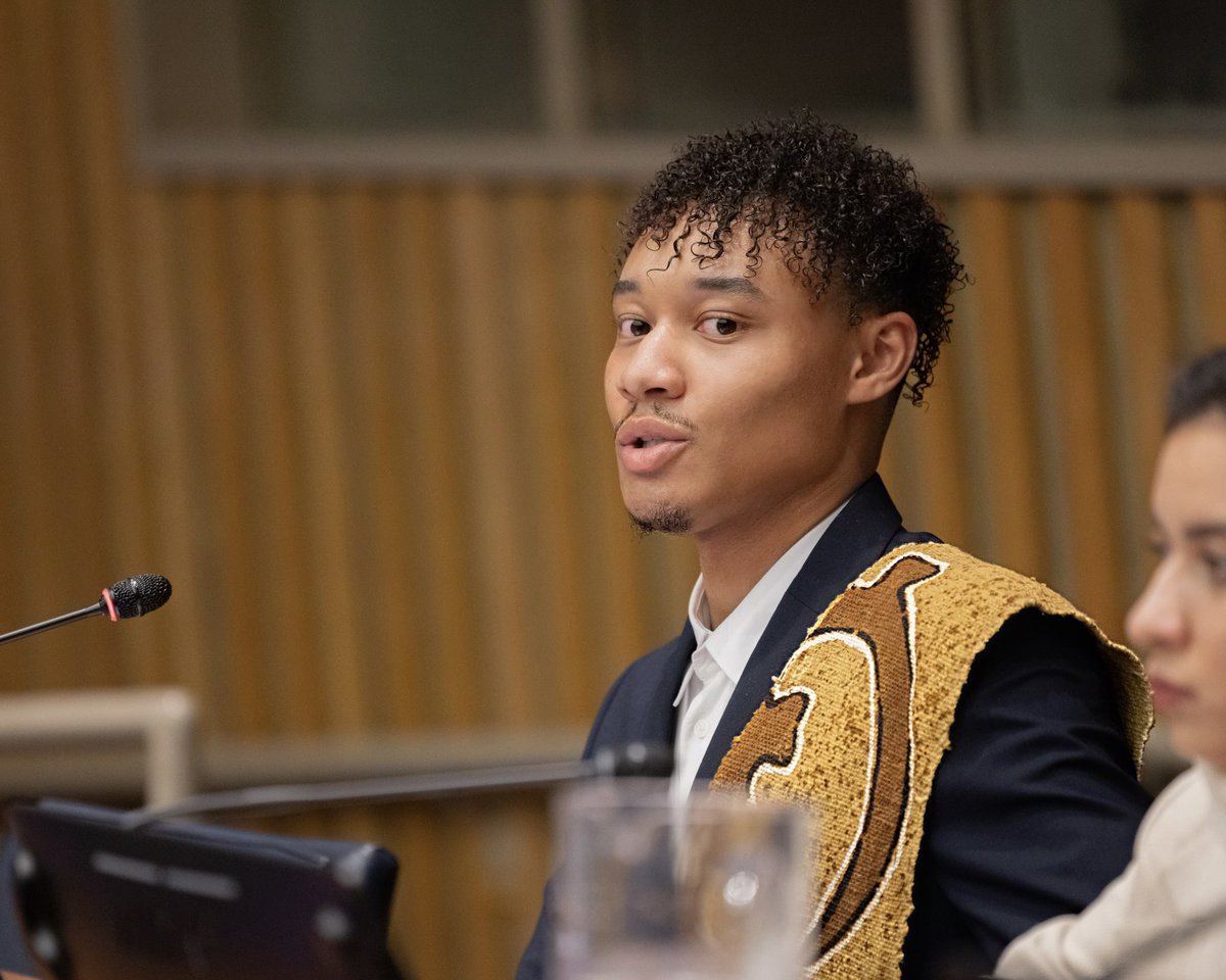 thecaydenbrown's tweet photo. One week ago, I was chosen as the youngest of five youth peace panelists from around the world to speak at the United Nations Headquarters.

All four of my grandparents—the last living generation born into the civil rights movement—were able to watch me carry their stories with me to dais of the world’s highest authority. While we are met with growing global unrest, I addressed nearly eight hundred people from over one hundred countries, including the President of the General Assembly (@UN_PGA), to magnify the necessity of including youth voices in global peacebuilding.

Thank you to the AFS and the Permanent Mission of Malta to the United Nations for conceiving this space and for giving our voices the highest possible platform.

Hear my full statement on UN Web TV: https://t.co/txVQMB2z0S

Photos by @JohnnyVacar