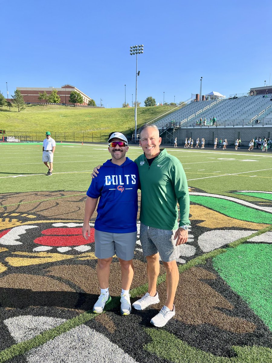 After 140 games on the CV sideline as a coach, 30 in the stands as a dad, and some more as a teacher/fan, it it is a new experience to face off against the Colts. Glad to catch up with my former Colt Coach Chaz Tranter IV.