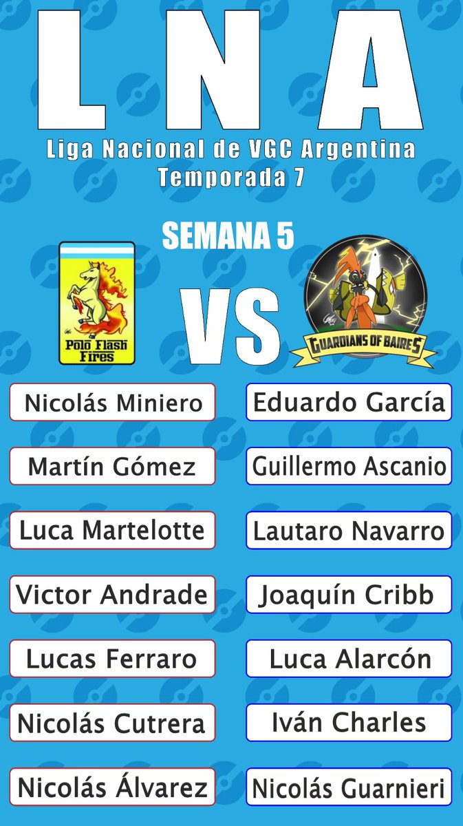 PokemonVGCArg's tweet photo. Última ronda de la LNA!

Semana decisiva 👀

Solo Mar Azul y los Polo tienen asegurado pasar a la siguiente etapa. El resto tendrá que darlo todo para avanzar! https://t.co/N057RVZ3C6