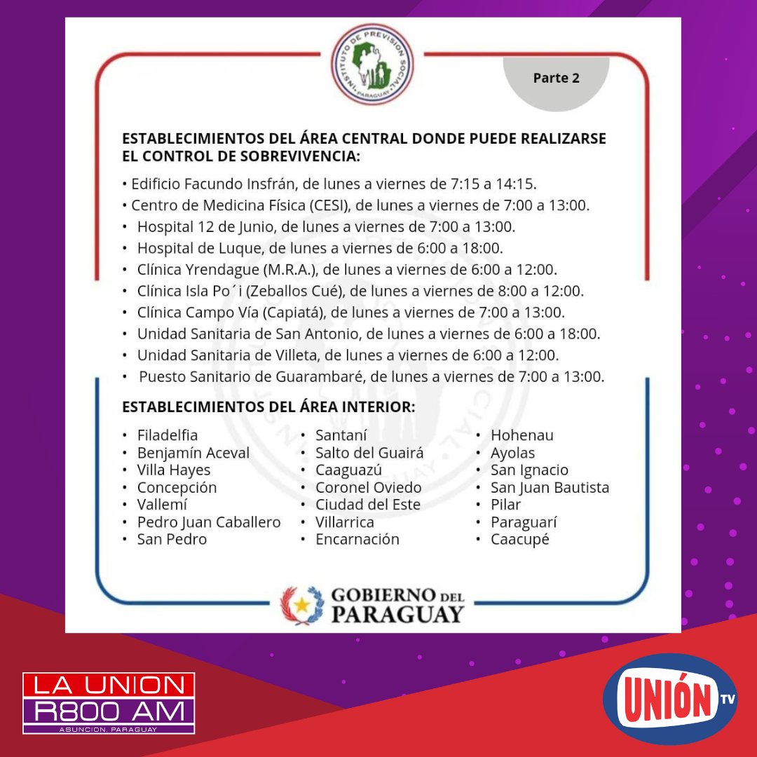 Launionam's tweet photo. IPS Confirma Obligatoriedad del Control de Supervivencia para Jubilados y Pensionados

El trámite, conocido como "fe de vida", será requisito indispensable para seguir recibiendo beneficios.

#r800am #uniontvpy https://t.co/uf3VnHZ5Gg