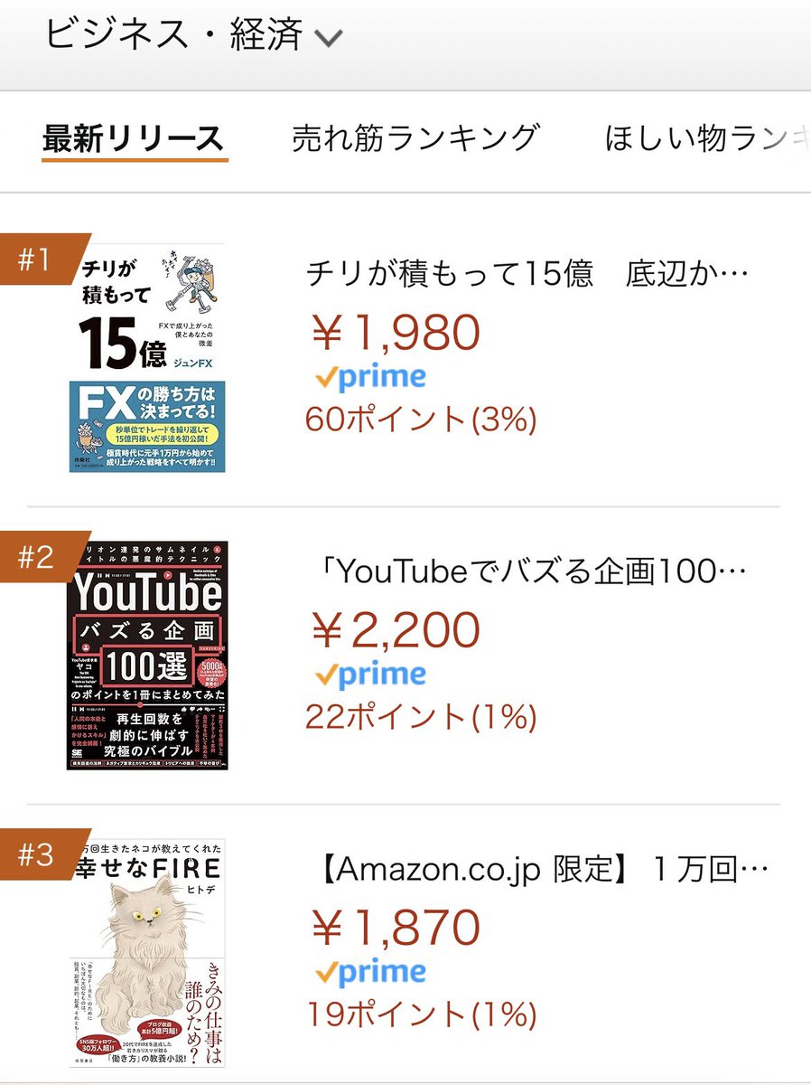 皆さまありがとうございます！
Amazonランキング最新リリースの本全体でもビジネス・経済でも1位取れました！

何回もごめんやけどリポストしてね！

amzn.to/4dv64Kj

#チリが積もって15億