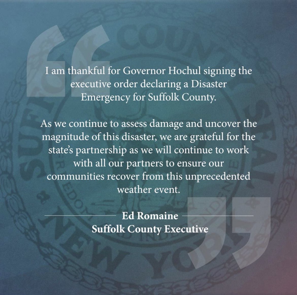 Please see my statement on the governor’s recent executive order.