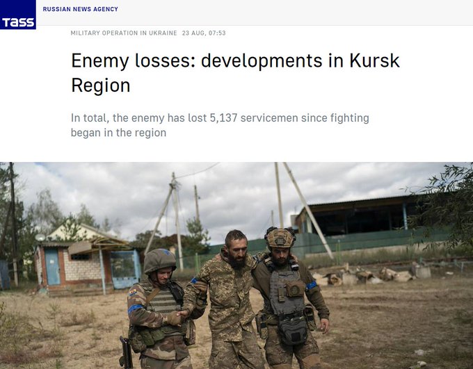 #Ucrania ya habr&iacute;a perdido 5137 militares en su ofensiva en Kursk adem&aacute;s de ello 69 tanques, 27 vehiculos<a href="/tag/ucrania"class="tags">#Ucrania</a><a href="/tag/rusia"class="tags"><span>#rusia</span></a>