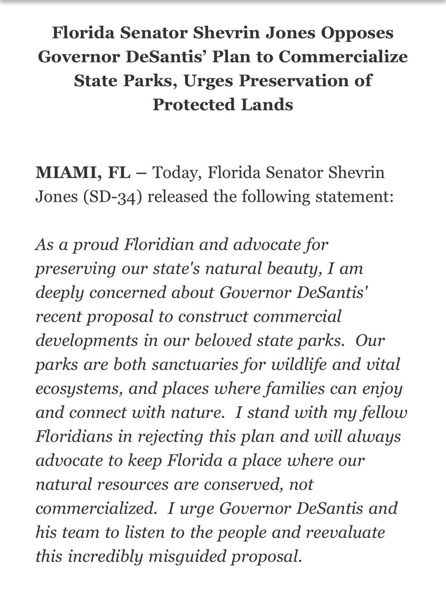Our state parks stand as some of our most cherished assets, and the recent actions by <a href="/GovRonDeSantis/">Ron DeSantis</a> should give every Floridian pause. 

Protecting our natural beauty transcends partisanship—it's about the legacy we leave for future generations. That’s why I am truly inspired