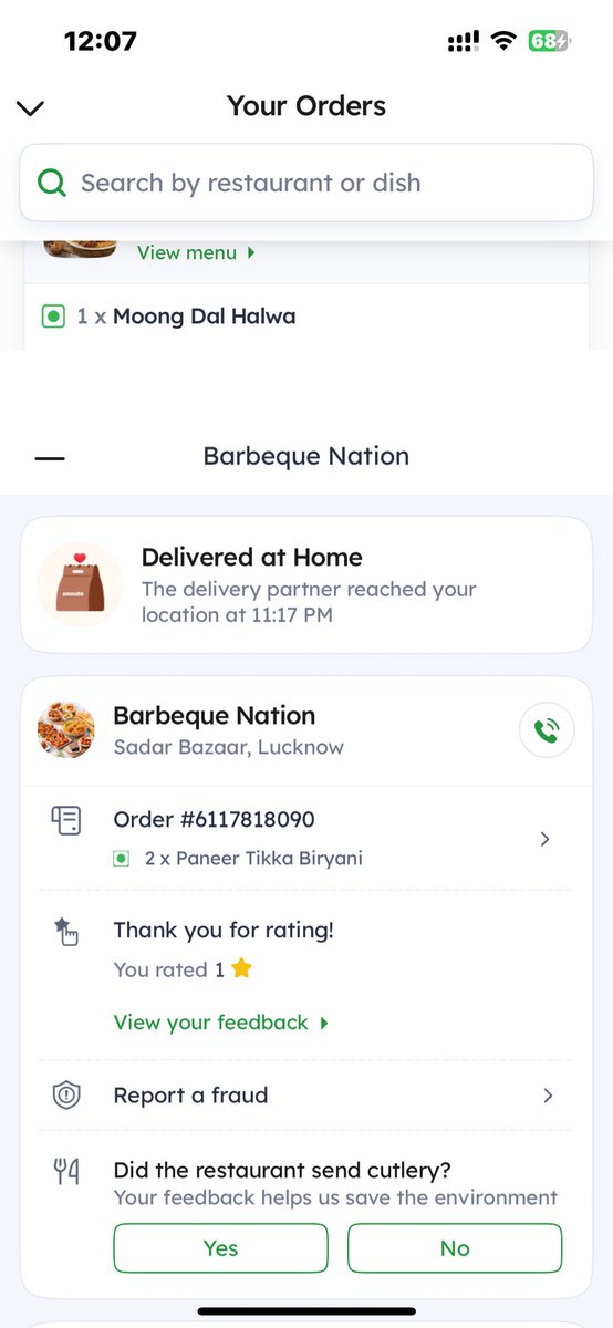 anupam05dec92's tweet image. Zomato should check their packages before handed to delivery person @zomato @zomatocare 
Order paneer biryani and they deliver mutton biryani @Swiggy