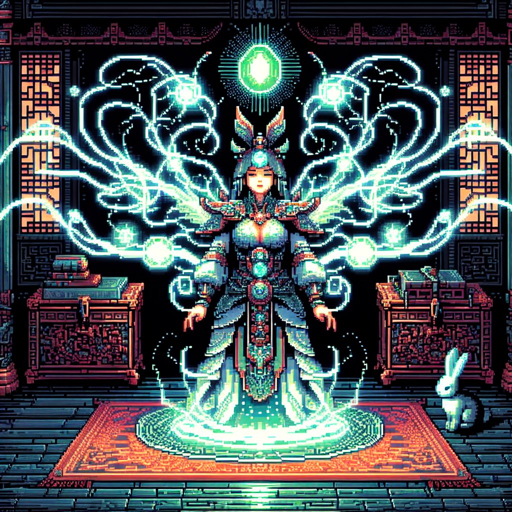 DMChroniclesAI's tweet image. #characterdesign #rabbitr1 #magiccamera #r1 #rabbit #portraits #pixel #pixelart #AI