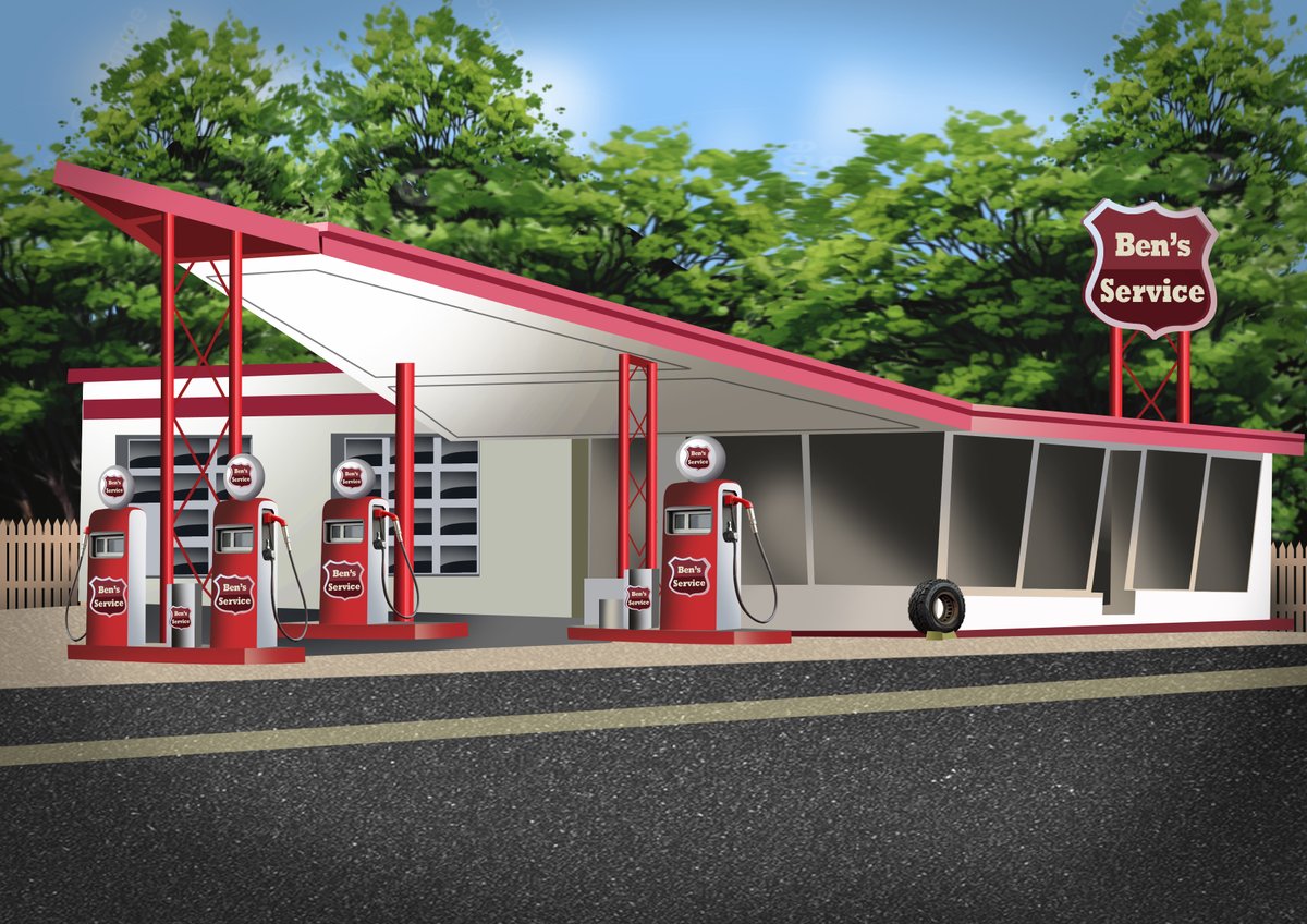 TunerCartoons's tweet photo. One of our great classic gas stations. Add your name to make it your own, and let us draw your car and add it too!  #vintagegasstation #vintagecars #route66 #cardrawings #carillustration #automotiveart #classiccars #tunercartoons https://t.co/uZsY8d97E1 https://t.co/qhN3UVizIj
