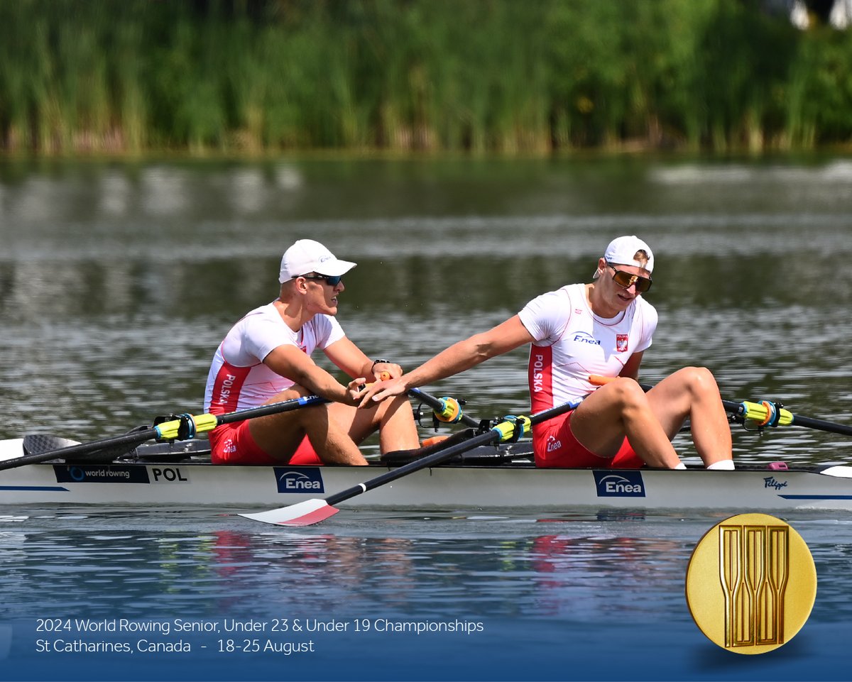 WorldRowing's tweet photo. 🚩 A-FINAL : Under 23 Men’s Double Sculls (BM2x) 

🥇 Jakub Wozniak (b), Konrad Domanski (s), Poland 
🥈Dominic Frederico (b), Nicholas Blackman (s), Australia 
🥉 Adam Murphy (b), Brian Colsh (s), Ireland 

#WRCHStCatharines #WRChamps https://t.co/XA7ekHG5V0