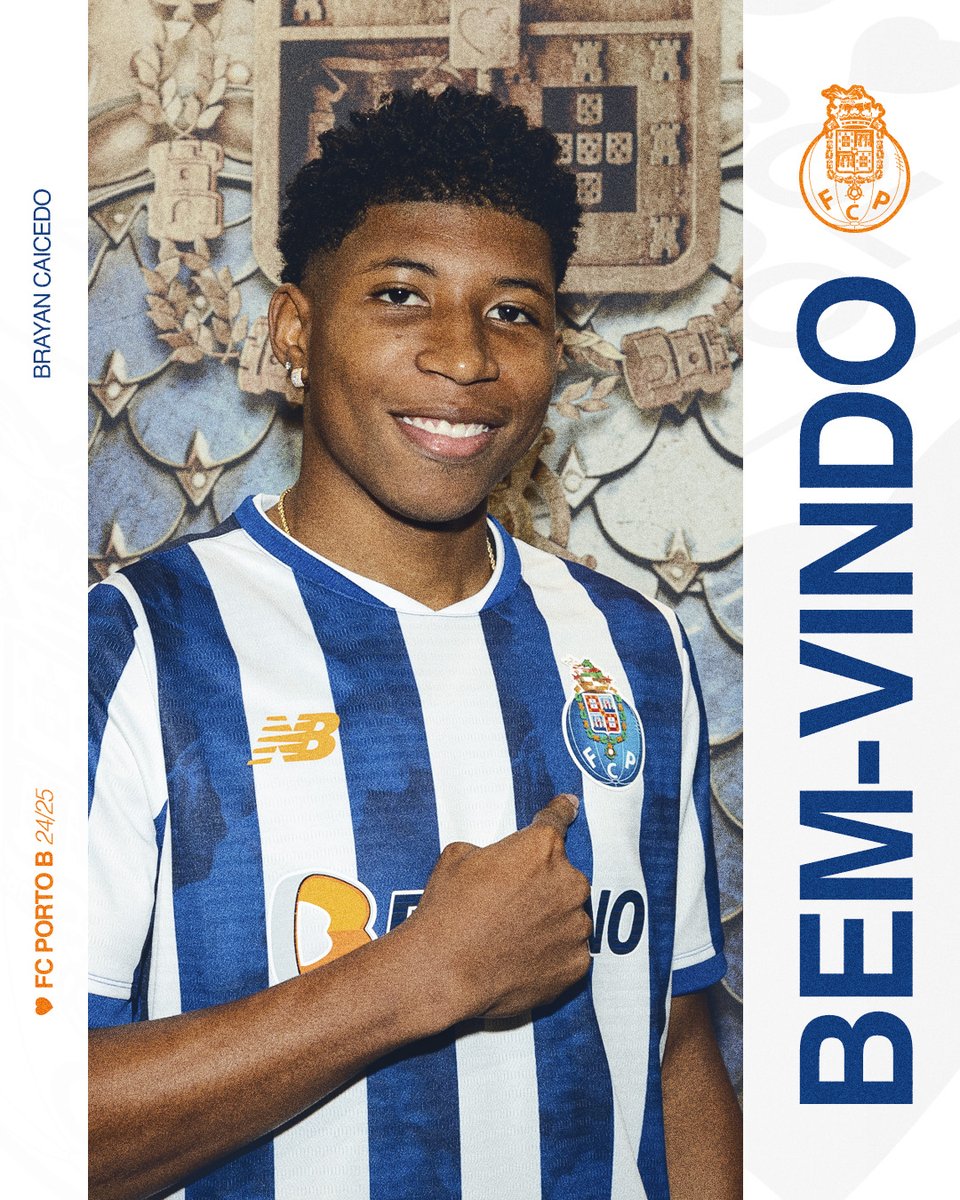 Bem-vindo, Brayan Caicedo 🔵⚪

⚽ Extremo 👉 18 anos 

#FCPortoB