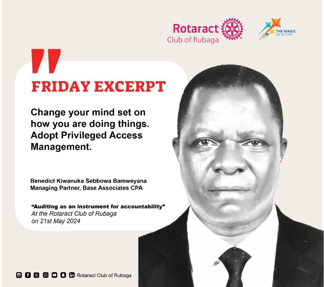 RotaractRubaga's tweet photo. π EXCERPT FRIDAY π
On today's episode 1, we recollect BENEDICT KIWANUKA insights at the Rotaract Club of Rubaga on Tuesday, 21st May 2024.
#PRTeam
#TheElites
#FridayExcerpt
#TheRubagaWay
Rotaract Club of Rubaga
info@rotaractrubaga.org
publicimage@rotaractrubaga.org https://t.co/TFY7WNcCOe