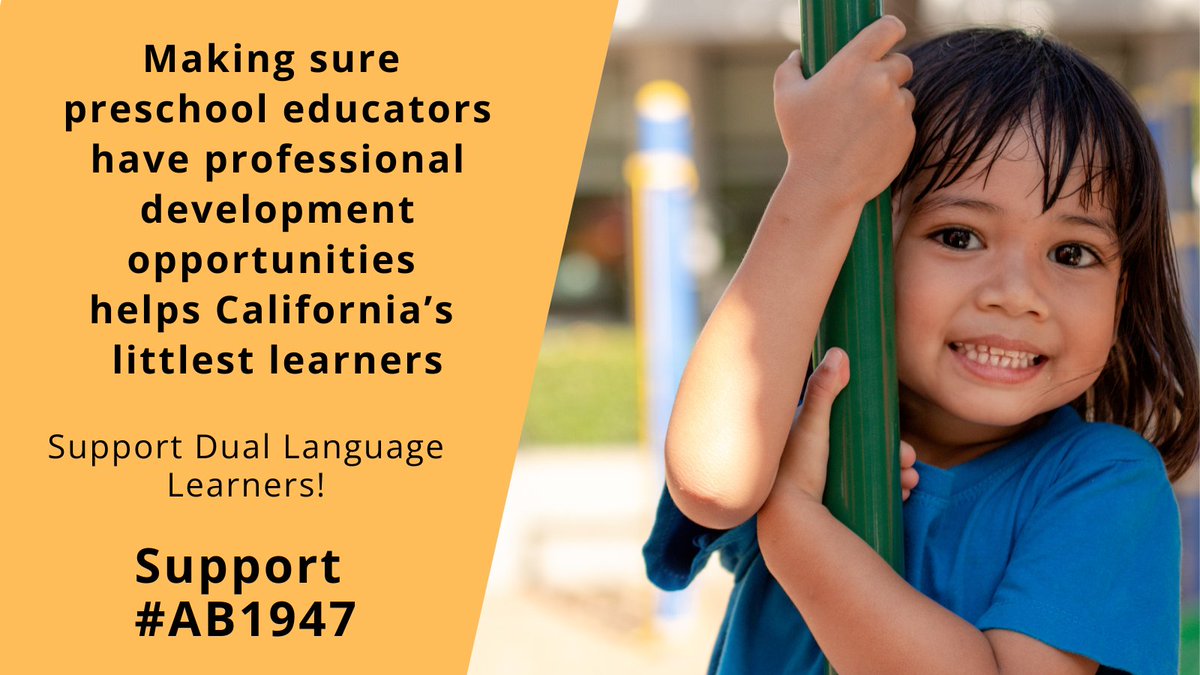 Without proper training, CA preschools can’t support our youngest #DualLanguageLearners We urge <a href="/GavinNewsom/">Gavin Newsom</a> to support #Multilingual students by signing #AB1947 Share this post to show them your support!