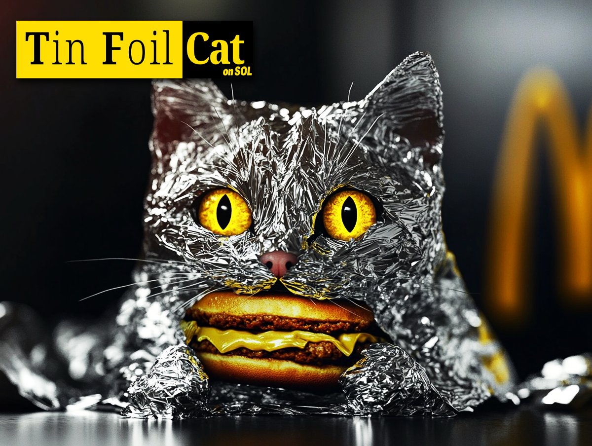 TinFoilCatToken's tweet photo. @Grimacewtf, we need a favor. Can you post this tweet for us on the @McDonalds account? Thanks in advance!

Our Tweet...
🐱🚨 "We’ve taken control. The McTruth is out. All burgers are 50% filler and 50% mind control. You’ve been warned. Meow." 🍔👀

https://t.co/IdrgzEjceX

#TINFOILCAT #McHacked #TheTruthIsServed