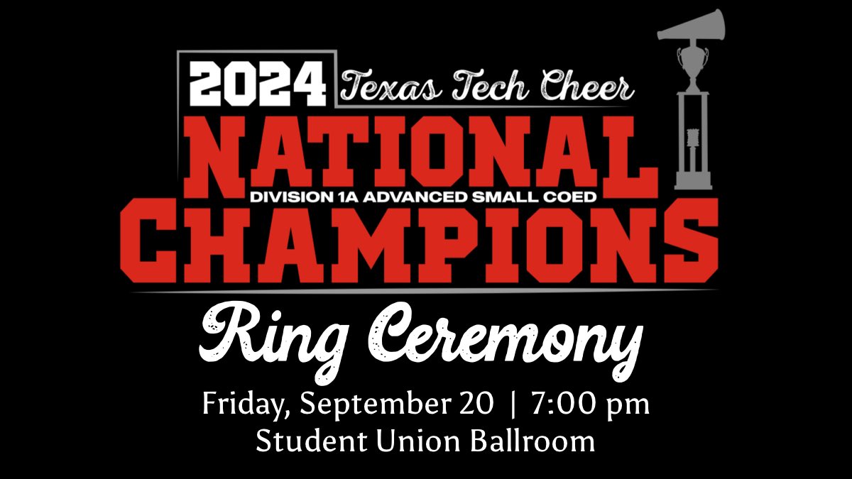 ttucheer's tweet photo. SAVE THE DATE: Friday, September 20. Let’s celebrate with a ring! 
#SmallCoEd #NationalChampions https://t.co/OzAp8LqlCE
