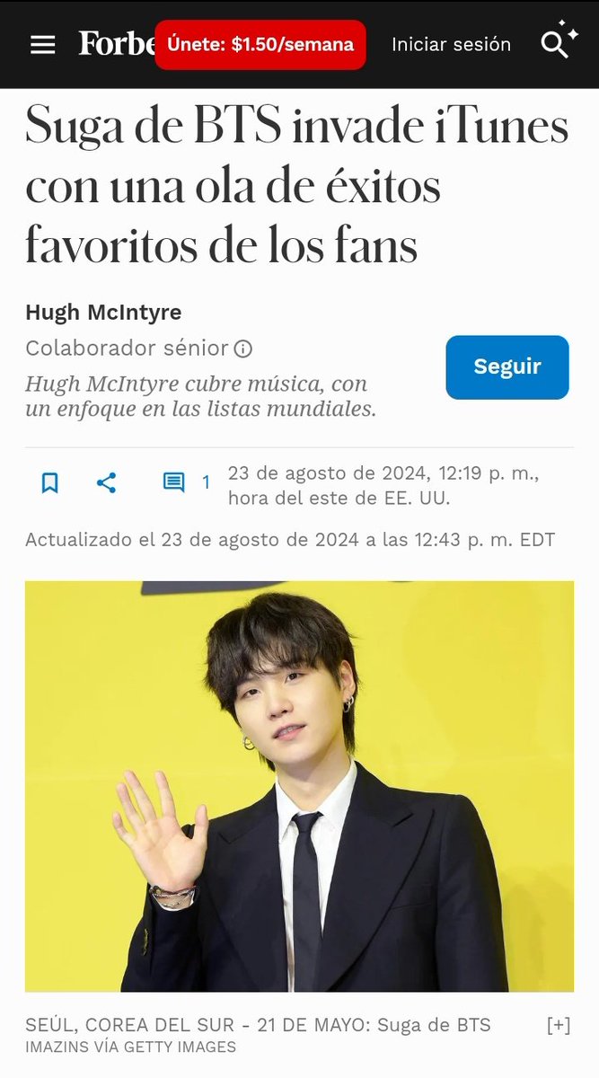 myfiltermochi's tweet photo. "SUGA DE BTS INVADE ITUNES CON UNA OLA DE ÉXITOS FAVORITOS DE LOS FANS"~ Forbes🔥 

"Si bien no ha lanzado nada nuevo durante más de un año, Suga sigue ascendiendo en iTunes en Estados Unidos, y con varias canciones a la vez."

WE LOVE YOU YOONGI 
#ARMYStandsWithSuga 
#YoongiNeverWalksAlone 
#BesideSUGA 
#SUGA #AgustD #슈가 

Link: https://t.co/FEqrvK7Hh8
