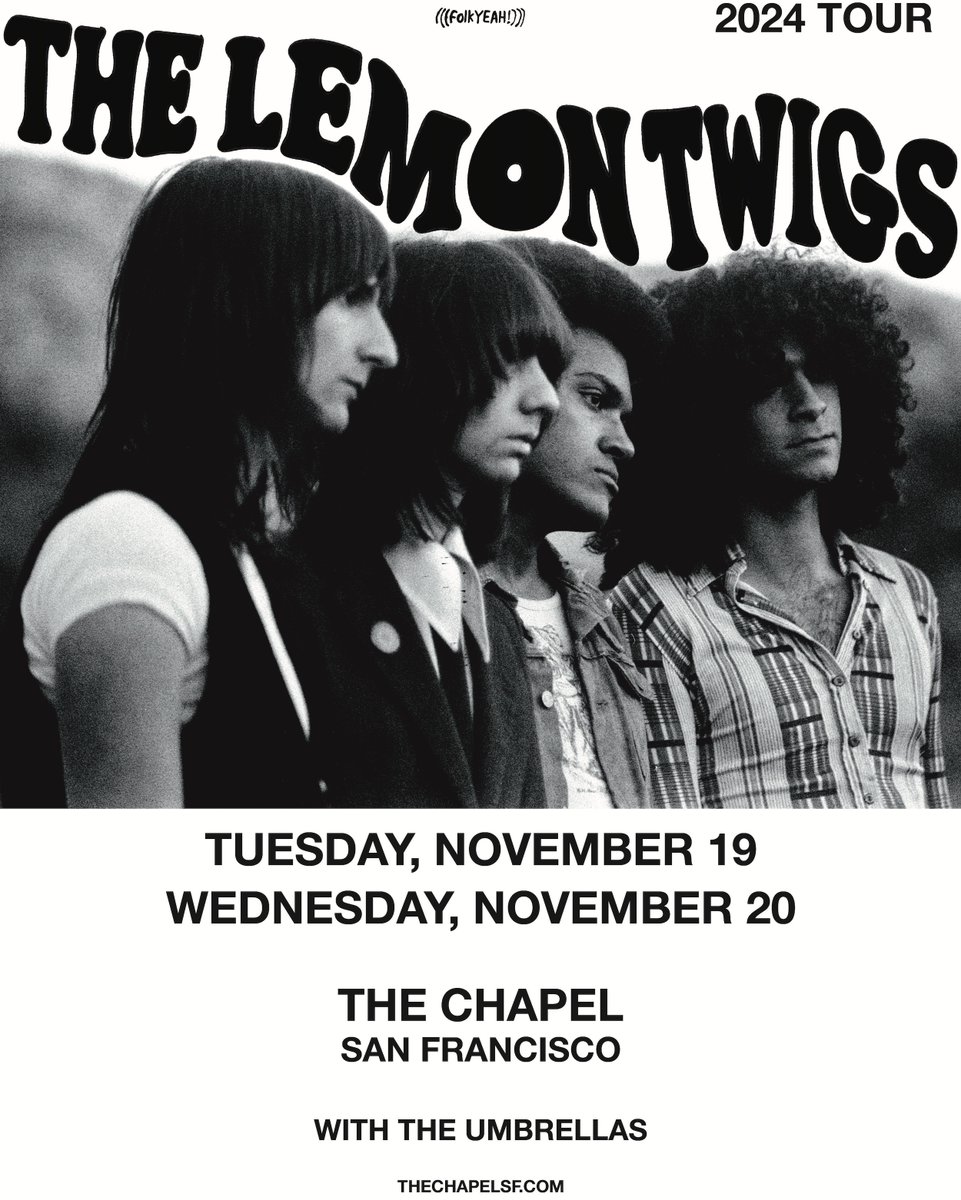 Just Announced! Tickets for The Lemon Twigs + The Umbrellas on Tuesday, November 19 &amp; Wednesday, November 20 are on sale now! 🎟️: tinyurl.com/4nfej6hk