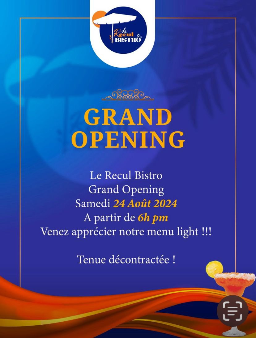 ValNuma's tweet photo. #GrandOpening : Ce samedi 24 août 2024, dès 6:00, #LeReculBistro vous ouvre ses portes à #LeReculRésidences. Venez savourer notre sélection de cocktails légers dans une ambiance unique. Soyez au rendez-vous ! @HotelLeRecul, yon ti kote apa ! ❤️🍹🍿🍺🍧 https://t.co/mJ2adTh0Ra