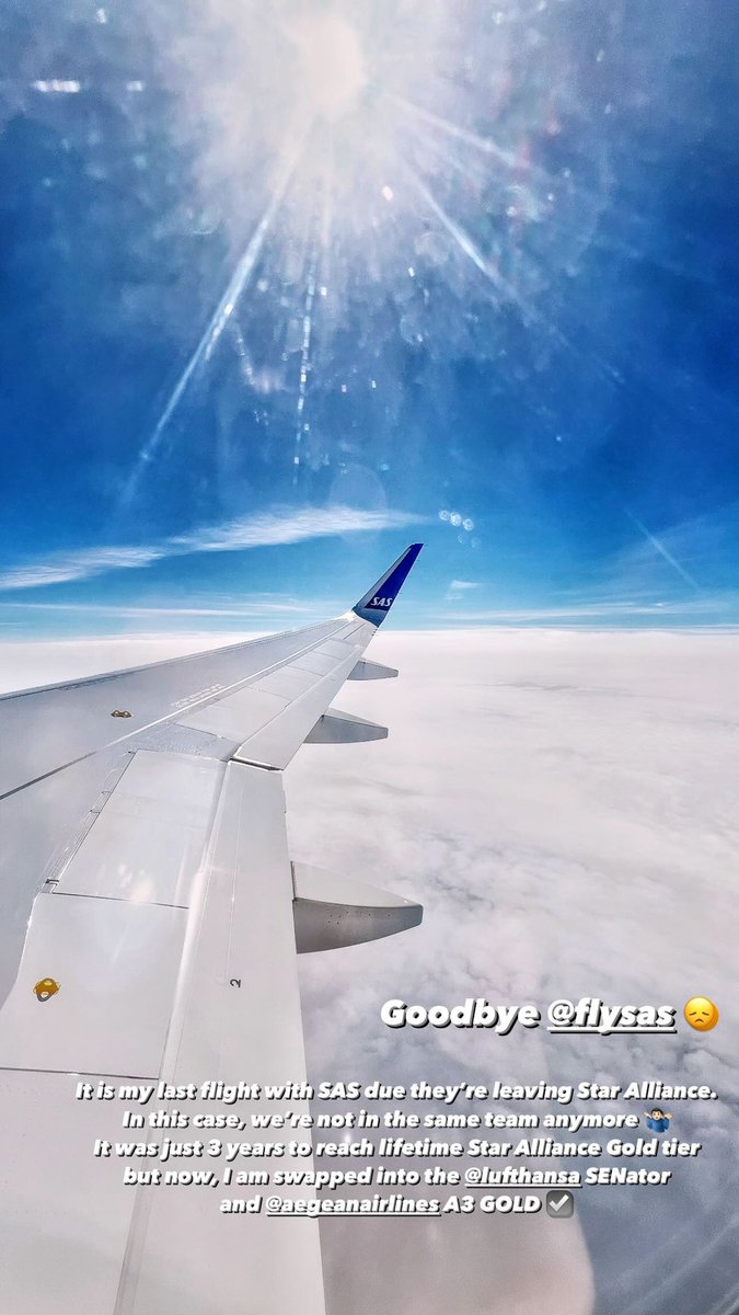 Grzegorz Dymon | جريزيجورز ديمون (@kyokomai) on Twitter photo Goodbye <a href="/flysas/">flysas</a> ✈️
I is my last flight with SAS due
they're leavig <a href="/staralliance/">Star Alliance</a> , In this case, we're not in the same team anymore. ✈️
I was just a 3 years to rach Star Alliance Gold tier but now, I am swapped into the <a href="/lufthansa/">Lufthansa</a> SENATOR and <a href="/aegeanairlines/">Aegean Airlines</a> A3 GOLD ☑️ Goodbye <a href="/flysas/">flysas</a> ✈️
I is my last flight with SAS due
they're leavig <a href="/staralliance/">Star Alliance</a> , In this case, we're not in the same team anymore. ✈️
I was just a 3 years to rach Star Alliance Gold tier but now, I am swapped into the <a href="/lufthansa/">Lufthansa</a> SENATOR and <a href="/aegeanairlines/">Aegean Airlines</a> A3 GOLD ☑️