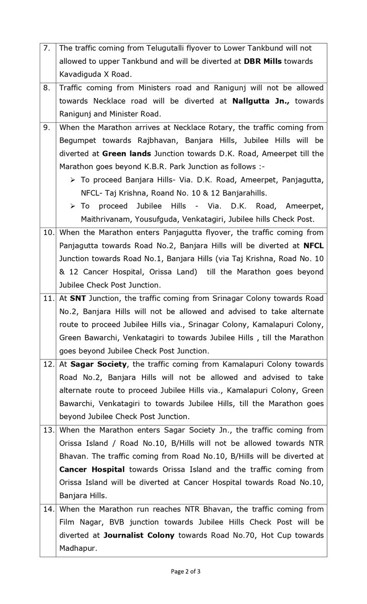 HYDTP's tweet photo. #HYDTPinfo #TrafficAlert
Commuters are requested to note the #TrafficAdvisory in connection with HYDERABAD RUNNERS #MarathonRun from People's plaza on #NecklaceRoad to G.M.C Balayogi Stadium, Gachibowli from 0430 hours to 0900 hours on 25-08-2024.
#TrafficDiversions https://t.co/c5Xwdh0yYN