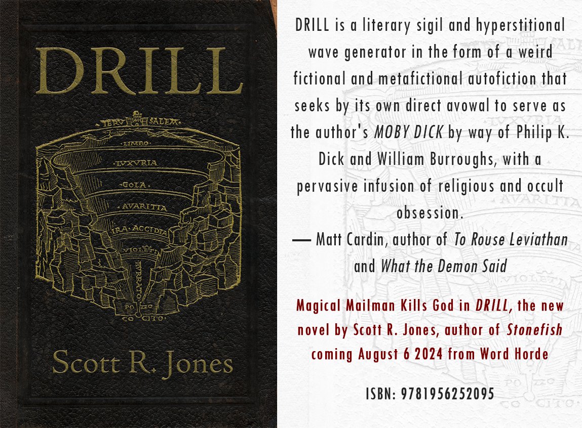 PimpMyShoggoth's tweet photo. #DRILLnovel is an #autofictional #metanarrative in which I weaponize the complicity between reader and writer in order to murder #God. I mean this literally. Read #DRILL. #SummerOfDRILL #DrillBabyDrill #YouKnowTheDRILL https://t.co/U9Q7JXmbhw https://t.co/h9w0pu5y1o