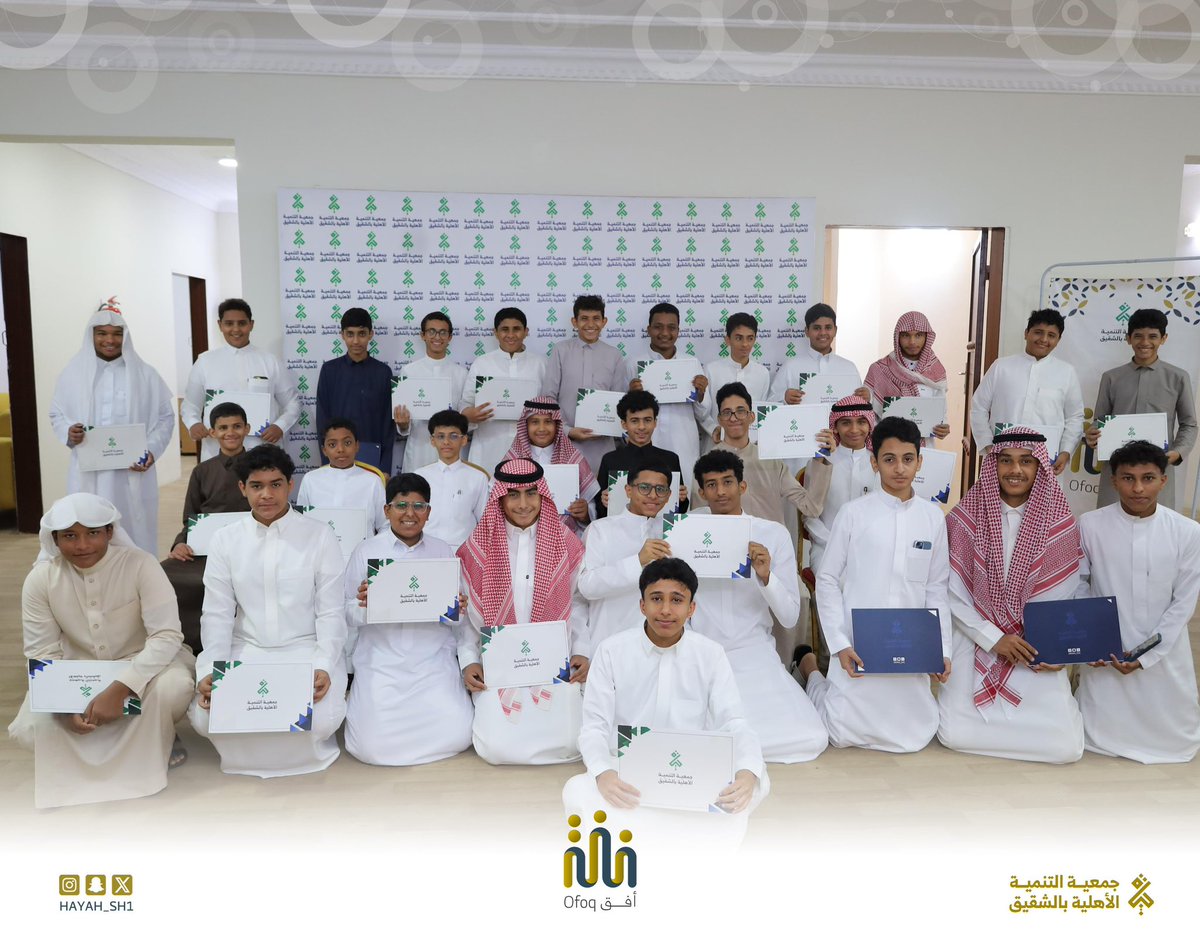 HAYAH_SH1's tweet photo. حفل تكريم الطلاب المشاركين في برنامج أفق بحضور أولياء أمورهم✨ 

#برنامج_أفق 
#وحدة_العمل_التطوعي
 #جمعية_التنمية_الأهلية_بالشقيق https://t.co/zAfHaKeUrN