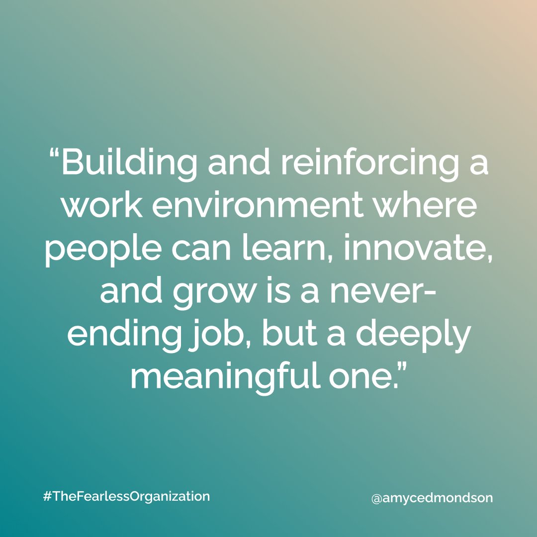 This line from the #TheFearlessOrganization rings as true as it did when the book was published in 2018 

Creating #PsychologicalSafety is not a matter of checking a box &amp; moving on. It takes conscious, dedicated effort, especially from leaders. But the payoff is so worthwhile