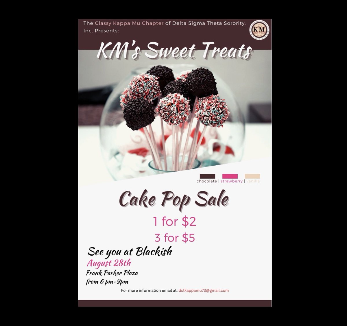 We look forward to welcoming everyone this Wednesday at Blackish. Join us for a time of fellowship and enjoy our delightful cake pops❤️!
