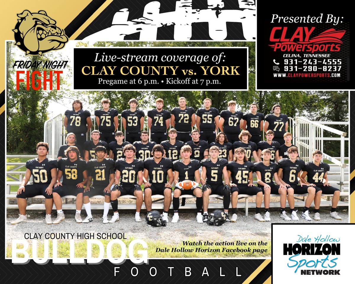 BROADCASTS ARE BACK:

The <a href="/HorizonSports_/">Daniel Strong</a> Network will kick off the football season tonight with live-stream coverage of Clay County vs. York, beginning with a pregame show at 6 p.m.

Watch it live here:

facebook.com/dalehollowhori…