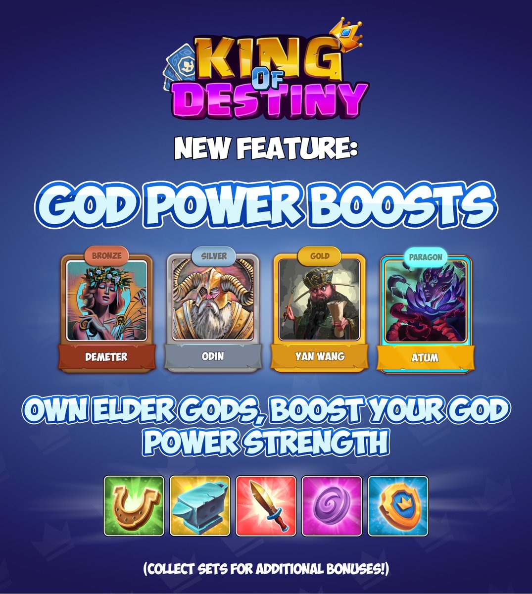 King Of Destiny 👑 (@kingofdestinyig) on Twitter photo UPDATE YOUR APPS! 👑⚡️
Version 1.8.6 is now live and it's one of our largest updates yet.
For the first time ever, players can use Elder Gods in the native <a href="/KingOfDestinyIG/">King Of Destiny 👑</a> app, unlocking powerful Tournament buffs for holders.
TO ACCESS:
⚡️ Login to the <a href="/InfiniGods/">InfiniGods⚡️</a> website UPDATE YOUR APPS! 👑⚡️
Version 1.8.6 is now live and it's one of our largest updates yet.
For the first time ever, players can use Elder Gods in the native <a href="/KingOfDestinyIG/">King Of Destiny 👑</a> app, unlocking powerful Tournament buffs for holders.
TO ACCESS:
⚡️ Login to the <a href="/InfiniGods/">InfiniGods⚡️</a> website