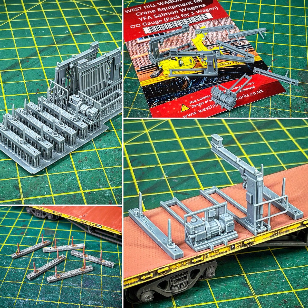 Quick project for the workbench - turning the YWA salmons into a YFA. Easy with the crane kit from <a href="/WestHillWagon/">West Hill Wagon Works</a>  Suitably weathered and with just some lengths of rail to add, it adds a bit of variety to the infrastructure rake 👍🏻 #TMRGUK