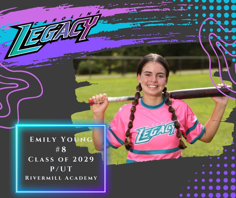 CLegacy_Black's tweet photo. Next up for our Carolina Legacy 14u Black roster is #8 Emily Young! Emily is a RHP, who can play any position on the field, and swings a power lefty bat!! We are so excited to see her showout in 14u!! 🥎 https://t.co/pHHOayDlDB