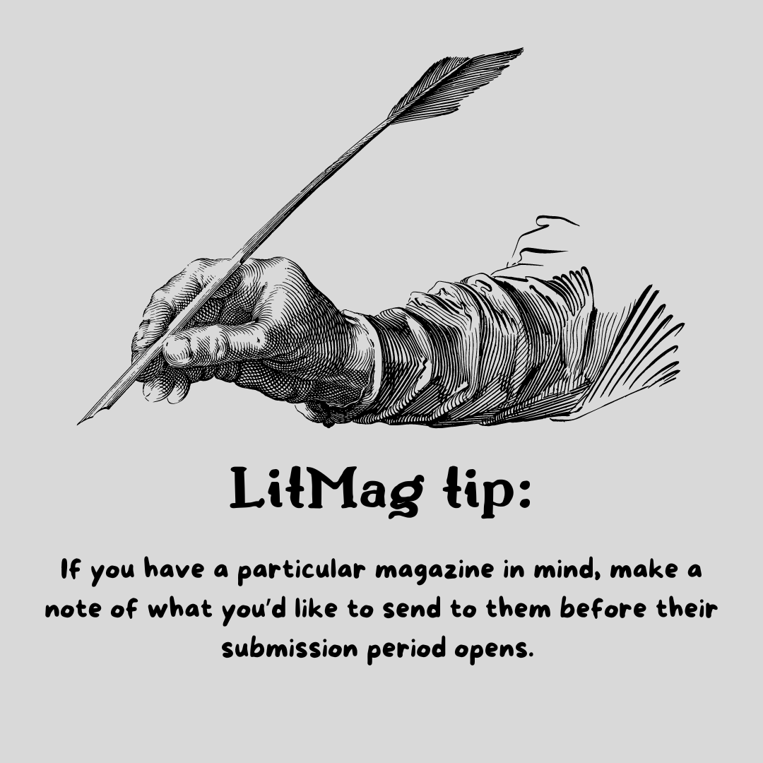 submitsphere's tweet image. Which magazines do you plan on submitting to?

#writingadvice #writingmotivation #writinghelp #adviceforwriters #litmagtips #literarymagazines #litmag #writingprompt #writingadvice #storyideas #writingmotivation #writingtipsandtricks #writingservices #writingideas #writingislove