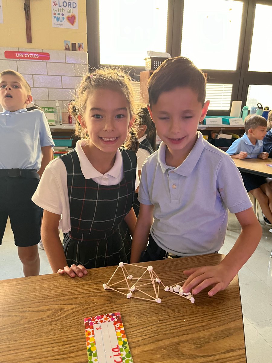 StMonicaAcademy's tweet photo. Second Grade students were challenged to put their teamwork skills to work. Each student was provided 20 tooth picks and 10 marshmallows to see which team could create the tallest tower able to hold a marshmallow, without falling for ten seconds. https://t.co/6FqZKjmODN