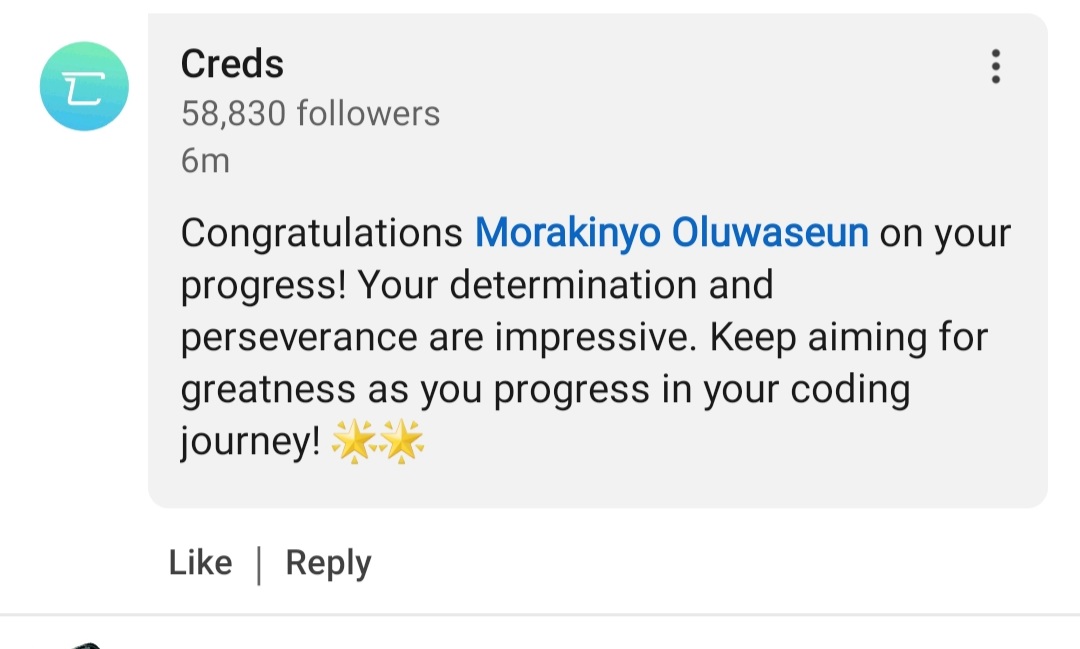 Nuelnurse's tweet image. Day 15th of #100DaysofCode 

Today was a an amazing day! 
I received a recognition message congratulating me on my progress, persistence, and dedication to my coding journey. 
I started my Grid tutorial also, faced a few challenges and i was able to debug my code.

#AspiringCoder