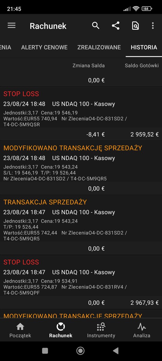 JAMESvonFOX's tweet photo. (2/5)
23 Sierpnia 2024
Piątek 
#Zysk 196,11 #Euro, (7,00%), aktualny stan konta 3 030,42 Euro.
#malyzysk #motywacja #dyscyplina #kazdegodnia #sposobmyslenia #rozwojosobisty #pieniadze #sukces #gpw #nasdaq https://t.co/N0ZtCjqb9H