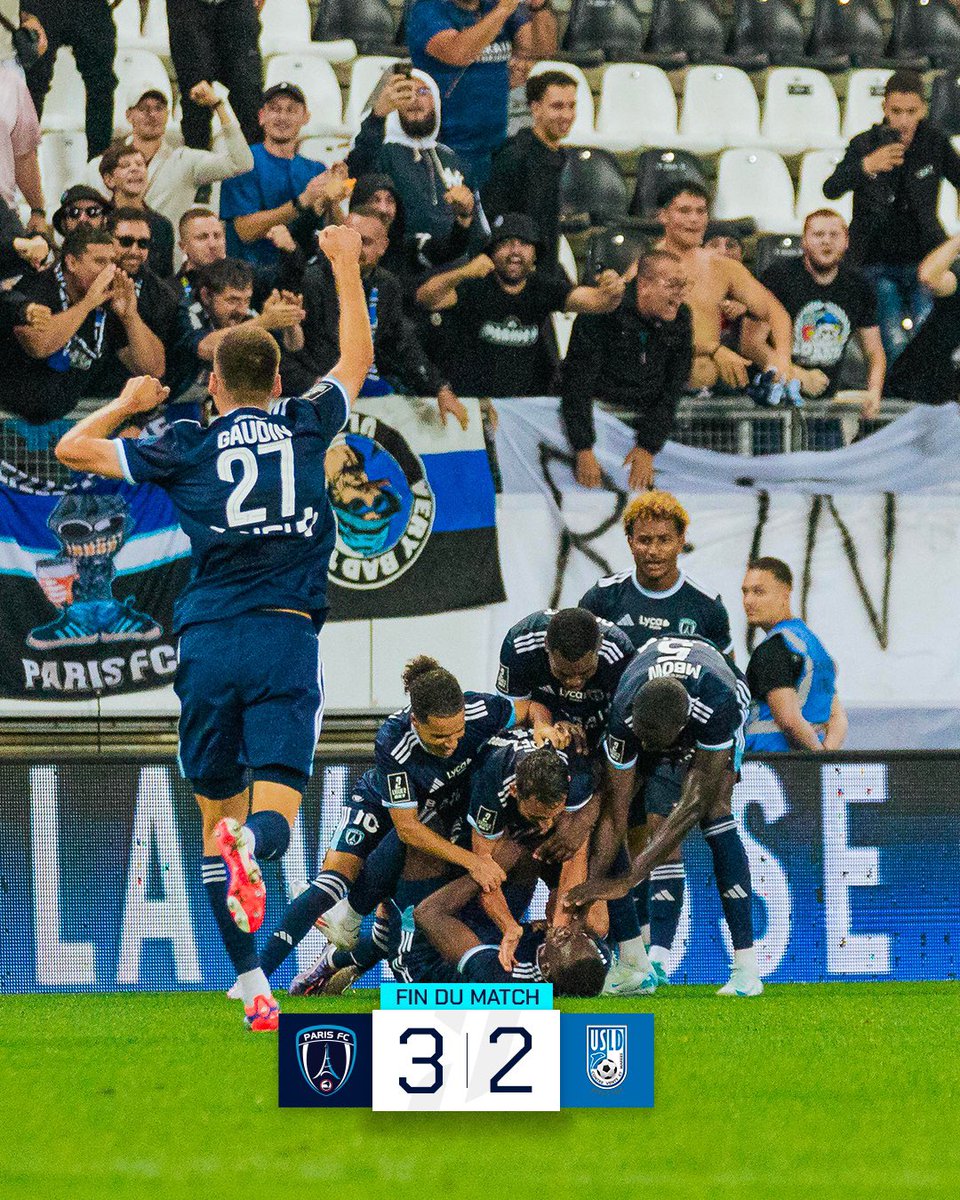 🔚 𝐅𝐈𝐍 𝐃𝐔 𝐌𝐀𝐓𝐂𝐇 🔥🔥

Menés 2-0 à la 65ème, nos Parisiens ont fait preuve d’une force de caractère incroyable pour égaliser puis inscrire le troisième but qui donne la 𝐕𝐈𝐂𝐓𝐎𝐈𝐑𝐄 🩵

3️⃣-2️⃣ #PFCUSLD