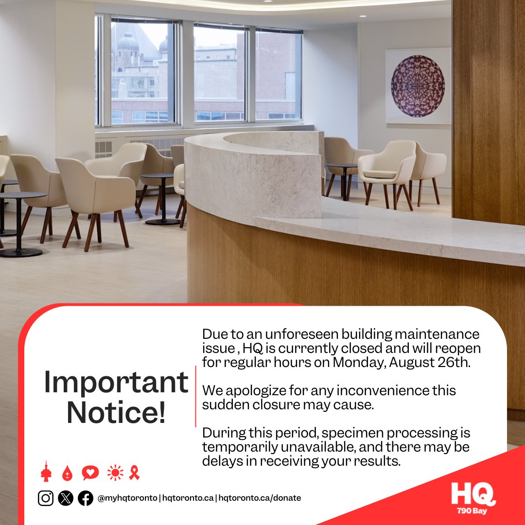 🚧 **Important Update** 🚧

Due to an unforeseen building maintenance issue, HQ is currently closed and will reopen for regular hours on Monday, August 26th. 

We apologize for any inconvenience this sudden closure may cause.