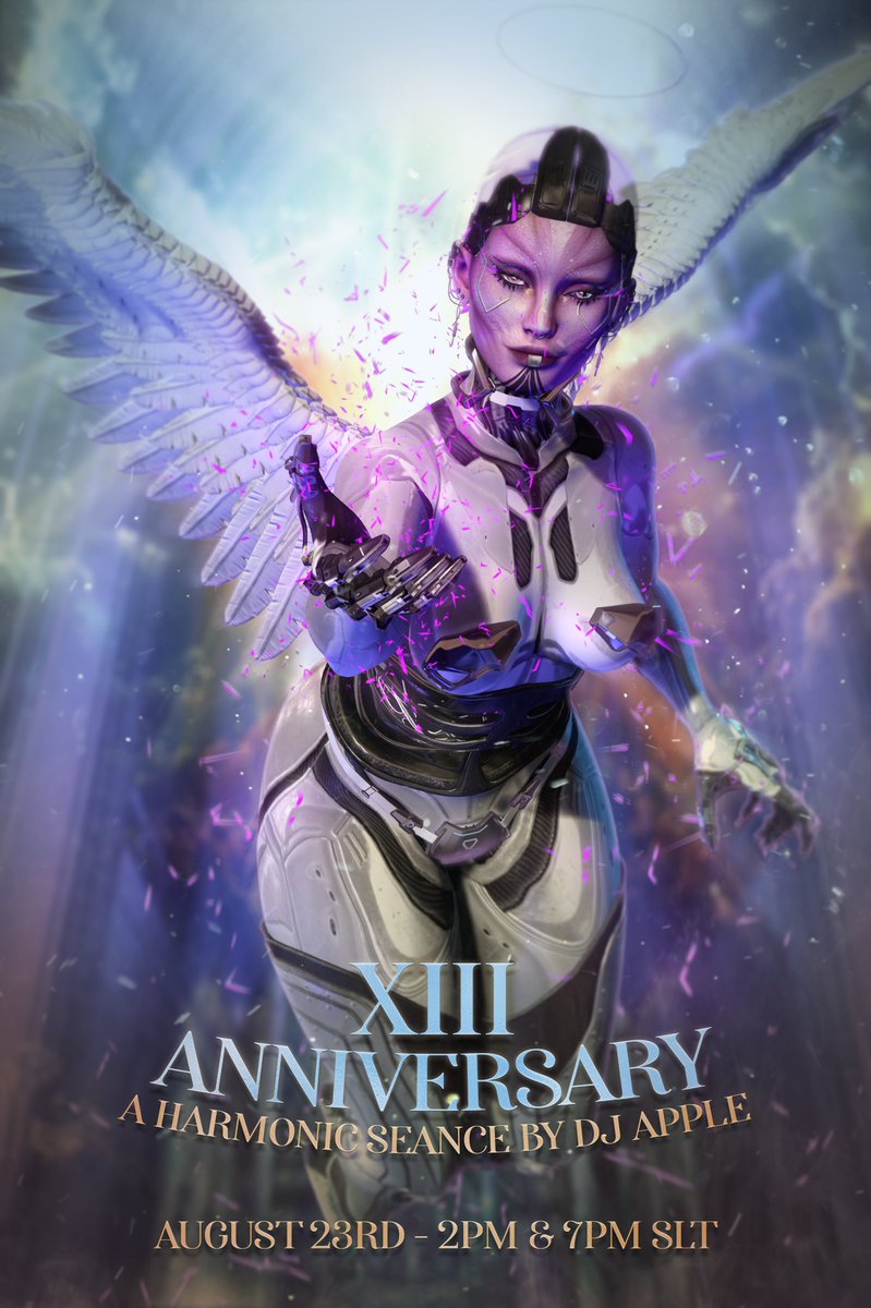 For 2PM SLT, DJ Apple will be performing a Harmonic Seance for you all to enjoy! Come enjoy a day with your friends &amp; relish in the tunes our Angel has to offer! 

There will be another show at 7PM SLT if you can' t make it!

SLURL:
maps.secondlife.com/secondlife/Con…