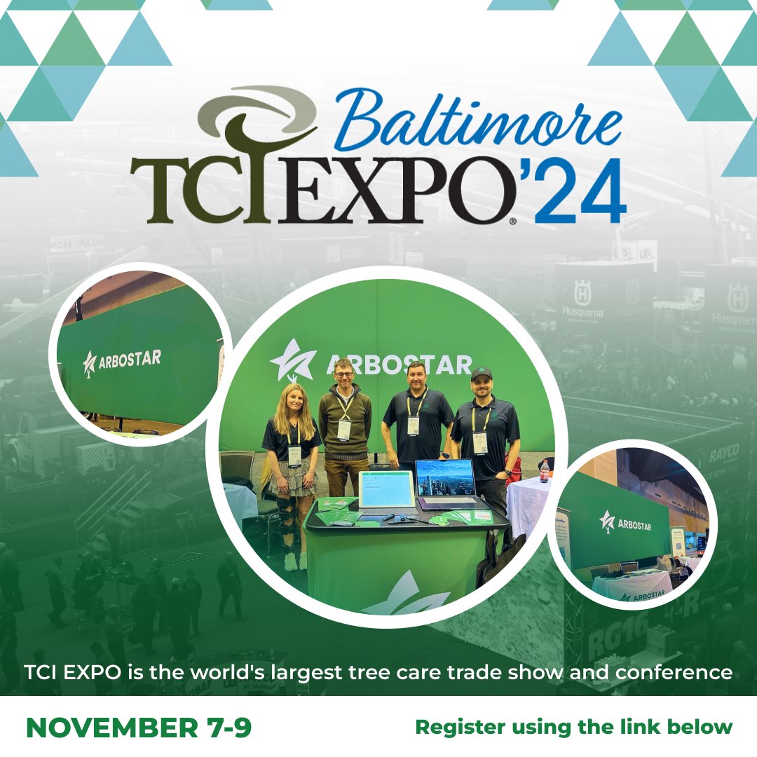 Mark your calendars 📅! ArboStar is joining the tree care industry’s biggest event, TCI EXPO 2024, in Baltimore from November 7-9. We’re excited to meet you and share our innovative platform. See you at the show! 🌳

Register now ⬇️: 
expo.tcia.org/attendees/regi…