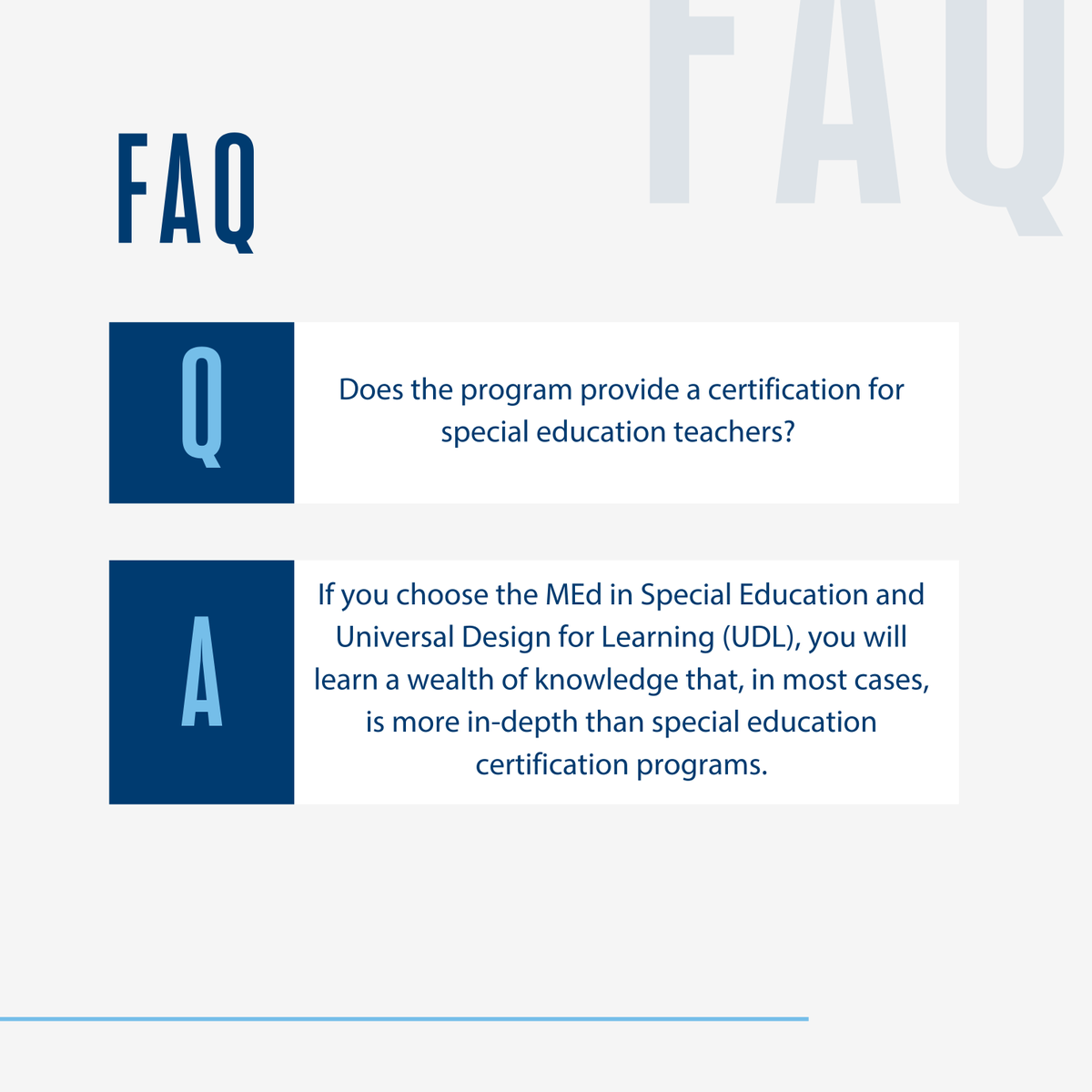 The MEd in Special Education and UDL will help you gain a wealth of knowledge that is often more in-depth than special education certifications. If you have questions about our specializations, connect with an enrollment advisor today! hubs.la/Q02Mqftf0