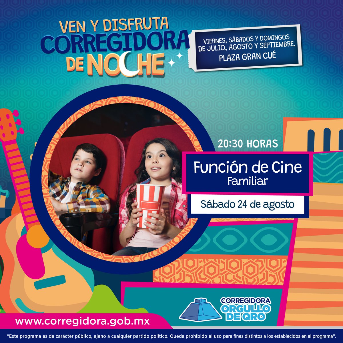 MpioCorregidora's tweet photo. Estas son las actividades que tendremos hoy y mañana en #CorregidoraDeNoche. Los esperamos a partir de las 19:00 horas en la explanada de la Plaza Gran Cué. ¡Vengan! y disfruten en familia. #Corregidora #OrgulloDeQro https://t.co/2W3zwvgC3F