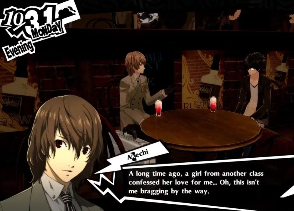 my favorite genre of shuake is Akechi trying to be nonchalant and just coming off gay as fuck
