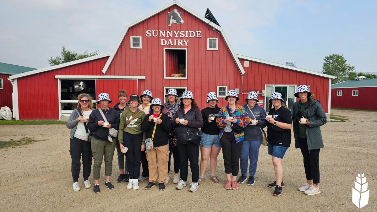 aitcsk's tweet photo. 🥛The final stop of the 2024 Teacher Agriculture Expedition was an amazing tour and experience at Sunnyside Creamery.

🐄Teachers got to see the cows and milking facilities and even got to sample milk from the first dairy farm creamery in Saskatchewan!

#TeachersLearnAg24
