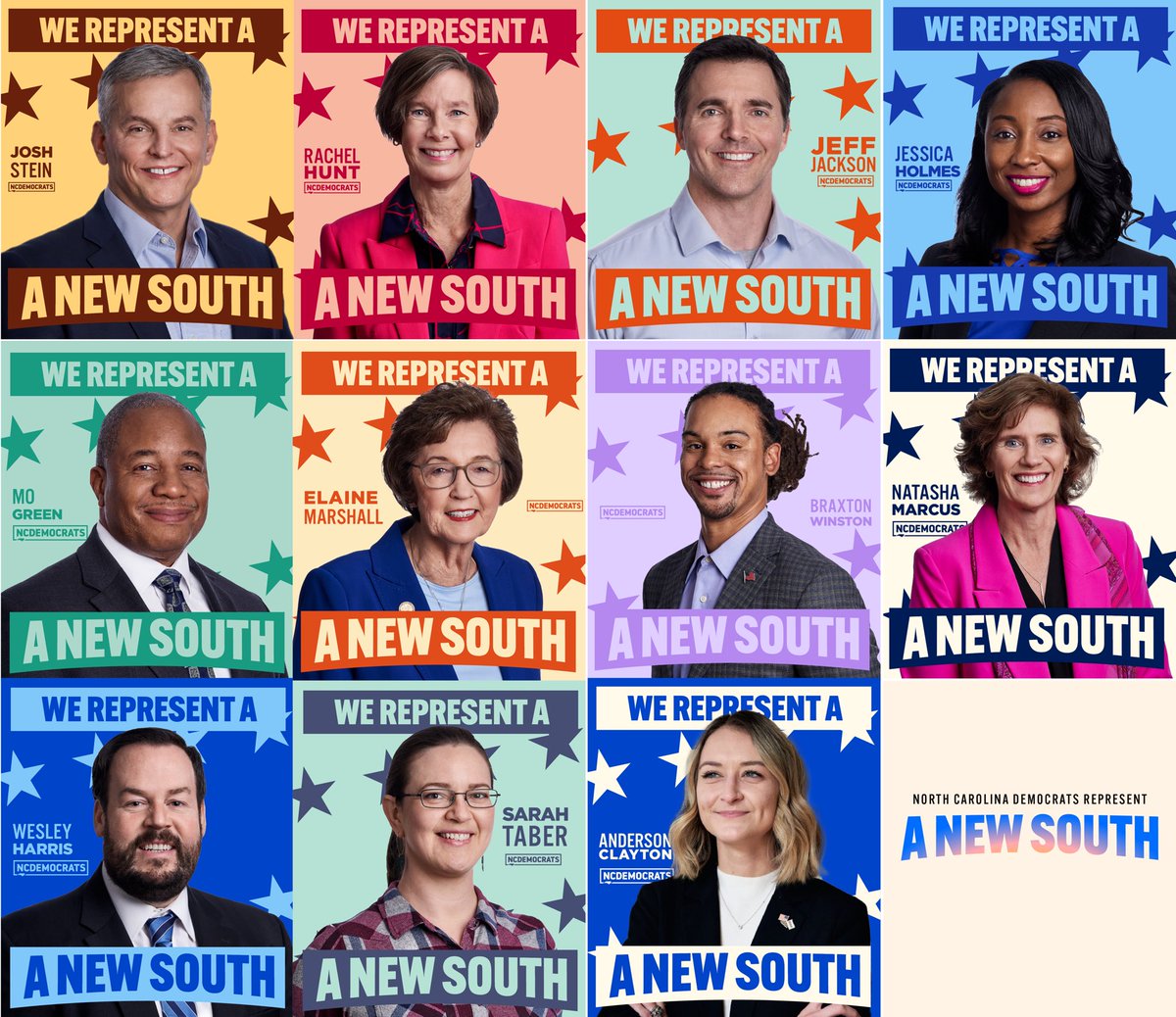 NCDemParty's tweet image. This ⬇️ @TheDemocrats design + Chair @abreezeclayton’s rallying cry of “a new South” has us feeling ✨fired up✨and ready elect Democrats up and down the ballot